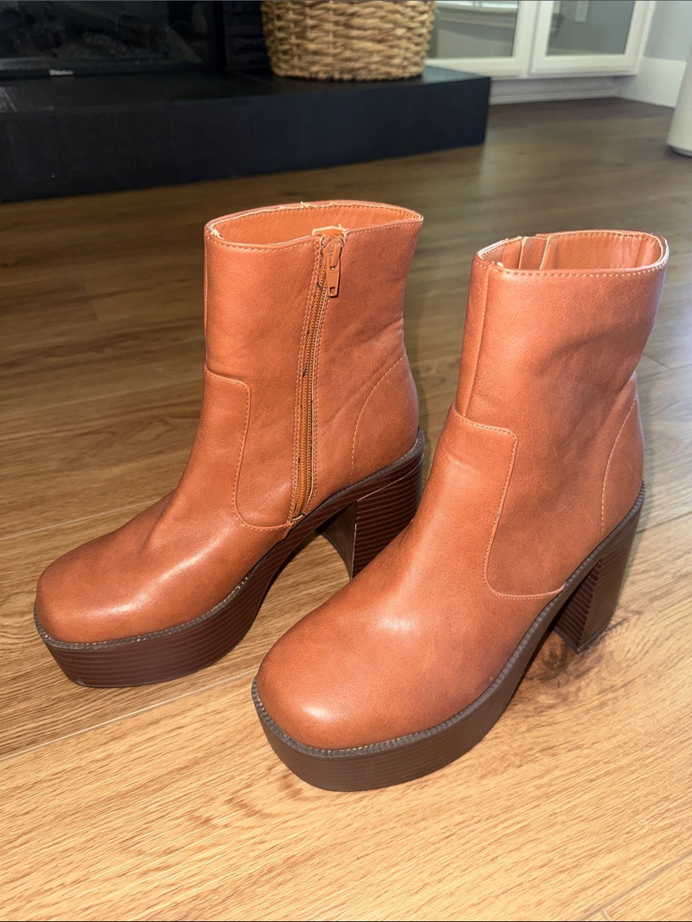 Madden Girl Tan Platform Ankle Boots